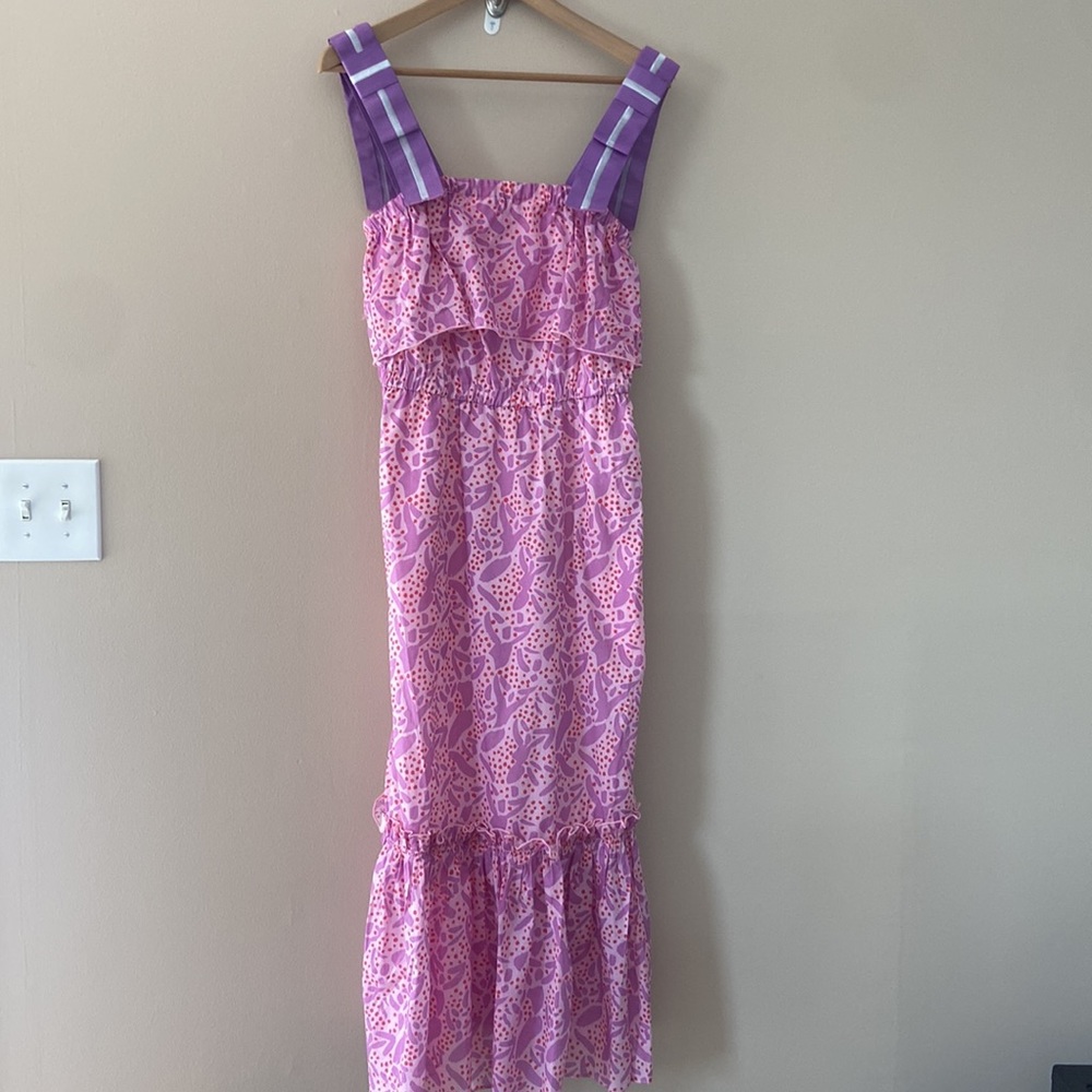 Tuckernuck Persifor- Pink & Lavender Ruffle Hem Midi Dress - Picture 5 of 13